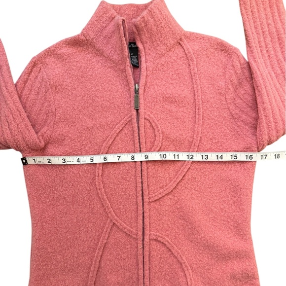 Alexandra Bartlett Pink Boucle Full Zip Mock Neck Wool Sweater Jacket Medium - Picture 9 of 11